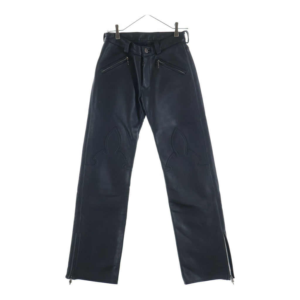 CHROME HEARTS(クロムハーツ) FLEURKNEE LTHR PANTS 裾ダガージップ フレアニーレザーロングパンツ