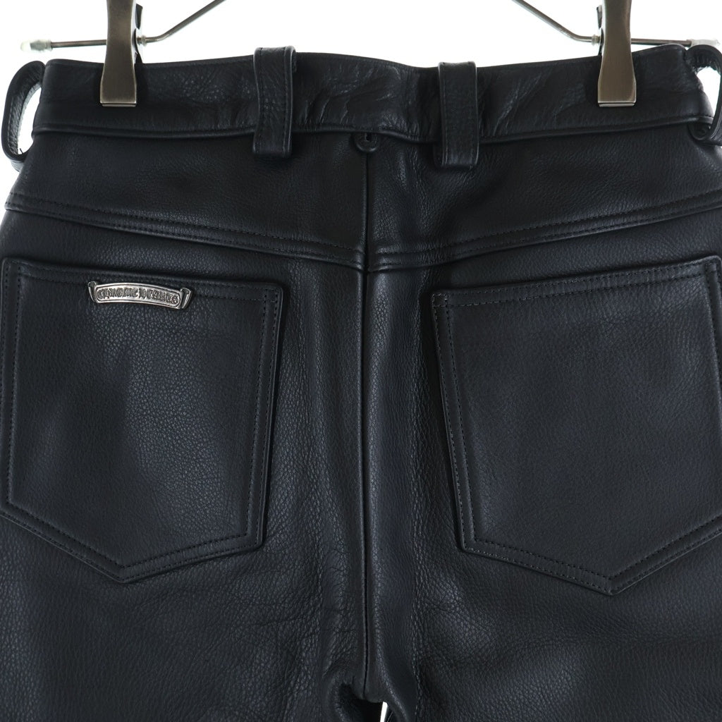 CHROME HEARTS(クロムハーツ) FLEURKNEE LTHR PANTS 裾ダガージップ フレアニーレザーロングパンツ