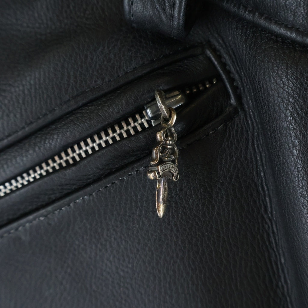 CHROME HEARTS(クロムハーツ) FLEURKNEE LTHR PANTS 裾ダガージップ フレアニーレザーロングパンツ