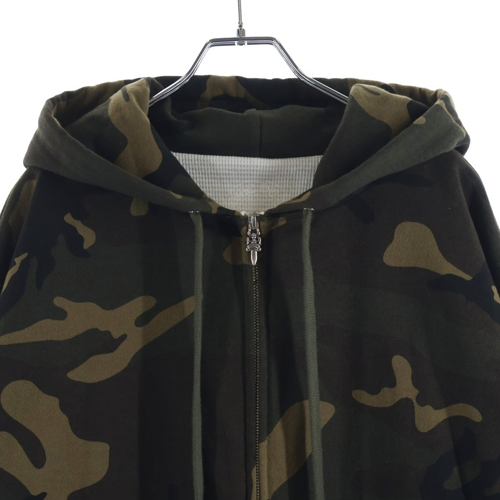 CHROME HEARTS(クロムハーツ) 袖フローラルバックホースシューレザーパッチパーカー