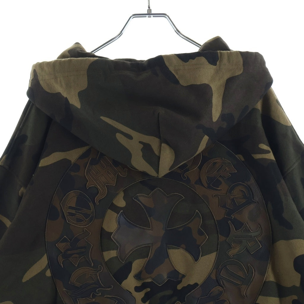 CHROME HEARTS(クロムハーツ) 袖フローラルバックホースシューレザーパッチパーカー