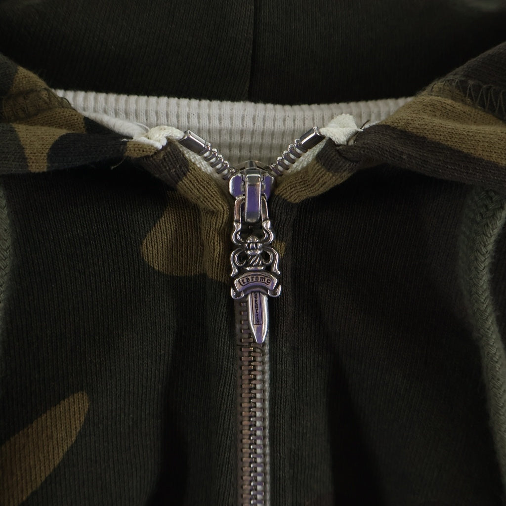 CHROME HEARTS(クロムハーツ) 袖フローラルバックホースシューレザーパッチパーカー