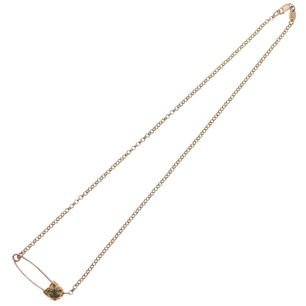 CHROME HEARTS(クロムハーツ) 22K SAFETY PIN NECKLACE R16 1EMRLD セーフティピンネックレス 1エメラルド