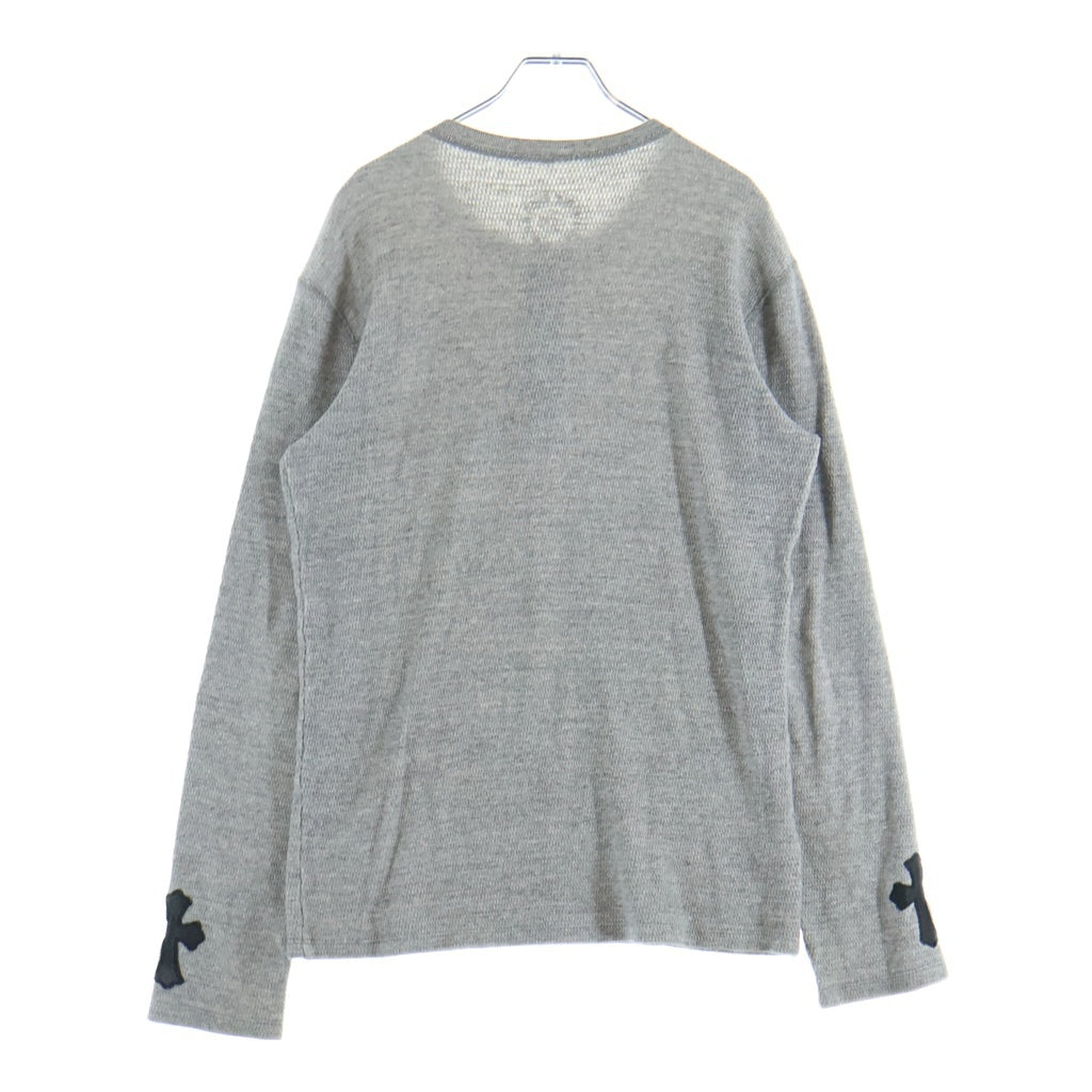 CHROME HEARTS(クロムハーツ) Embroidery Henry Neck ヘンリーネック BSフレアボタン 袖クロスパッチ付き長袖Tシャツ