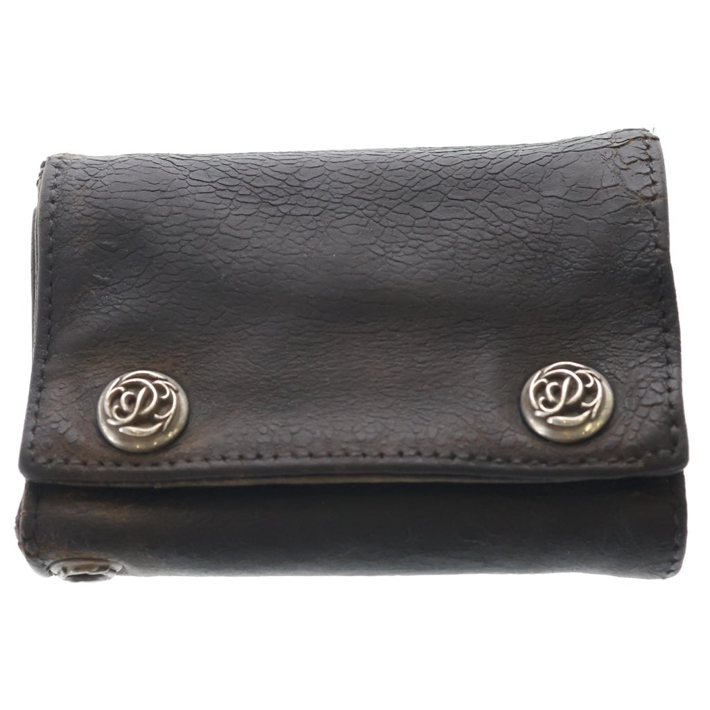CHROME HEARTS(クロムハーツ) 3FOLD 3フォールド フローラルボタン レザーウォレット 財布 ブラック