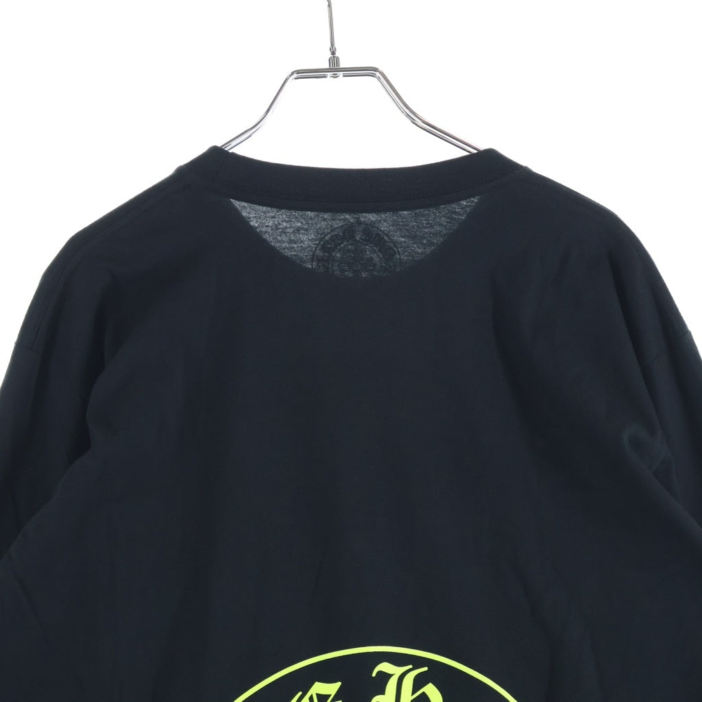 CHROME HEARTS(クロムハーツ) FLRL CRS HORSESHOE L/S 袖フローラルプリント クルーネック長袖Tシャツカットソー ブラック /イエロー