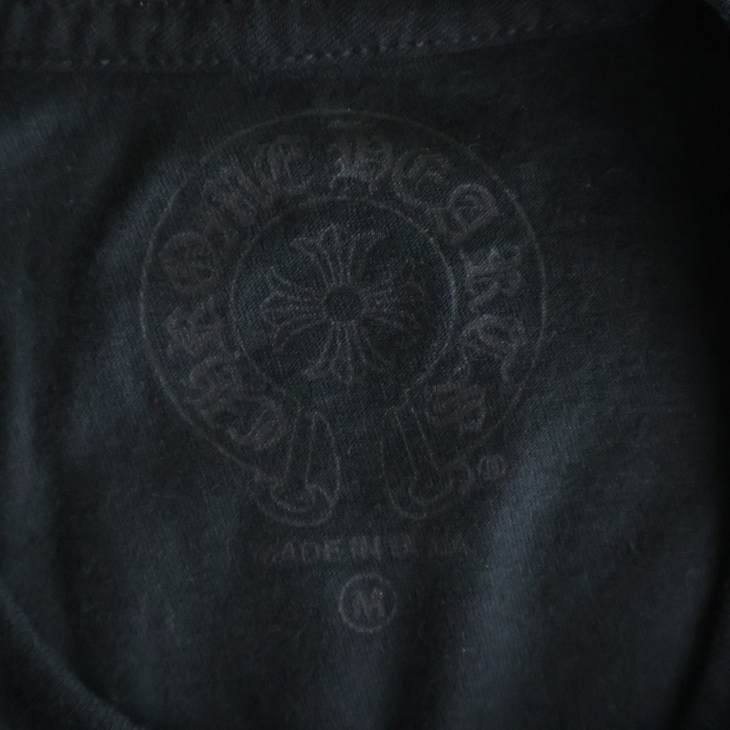 CHROME HEARTS(クロムハーツ) FLRL CRS HORSESHOE L/S 袖フローラルプリント クルーネック長袖Tシャツカットソー ブラック /イエロー