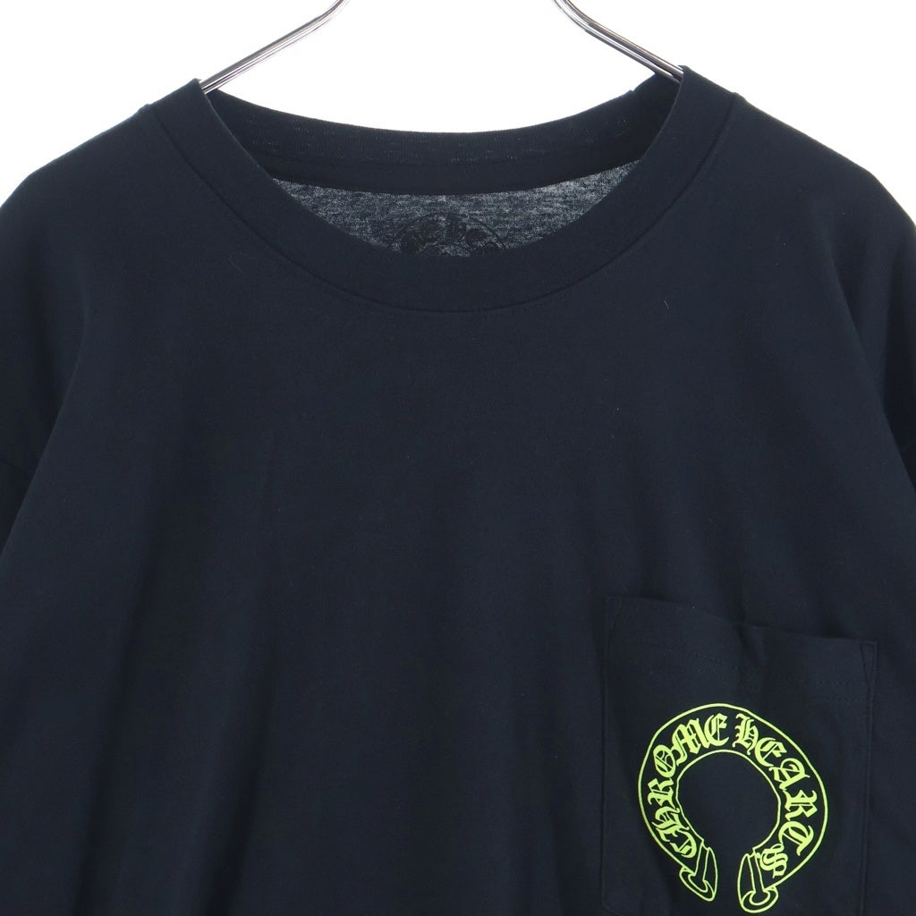 CHROME HEARTS(クロムハーツ) FLRL CRS HORSESHOE L/S 袖フローラルプリント クルーネック長袖Tシャツカットソー ブラック /イエロー