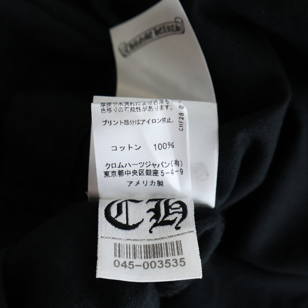 CHROME HEARTS(クロムハーツ) FLRL CRS HORSESHOE L/S 袖フローラルプリント クルーネック長袖Tシャツカットソー ブラック /イエロー
