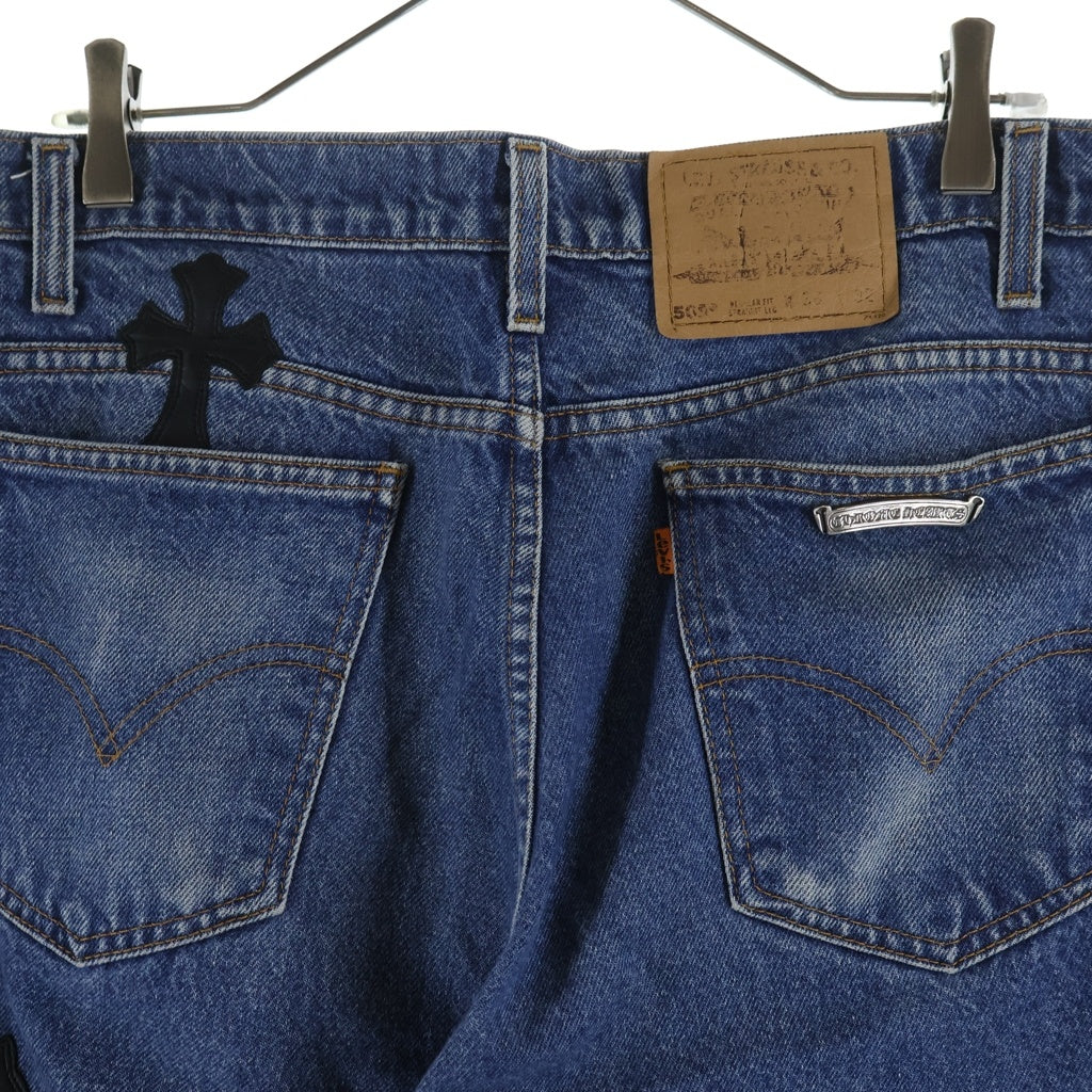 CHROME HEARTS(クロムハーツ) U VNTG JEAN BLU/ORNG TAB クロスパッチ付きウォッシュド505デニムパンツ