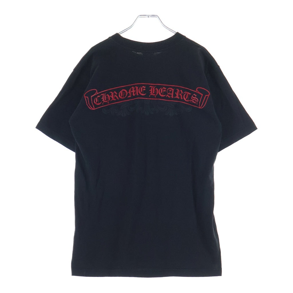 CHROME HEARTS(クロムハーツ) OLD FLRL CRS TEE オールド フローラルクロス スクロールラベルプリント クルーネック 半袖Tシャツ カットソー ブラック/レッド