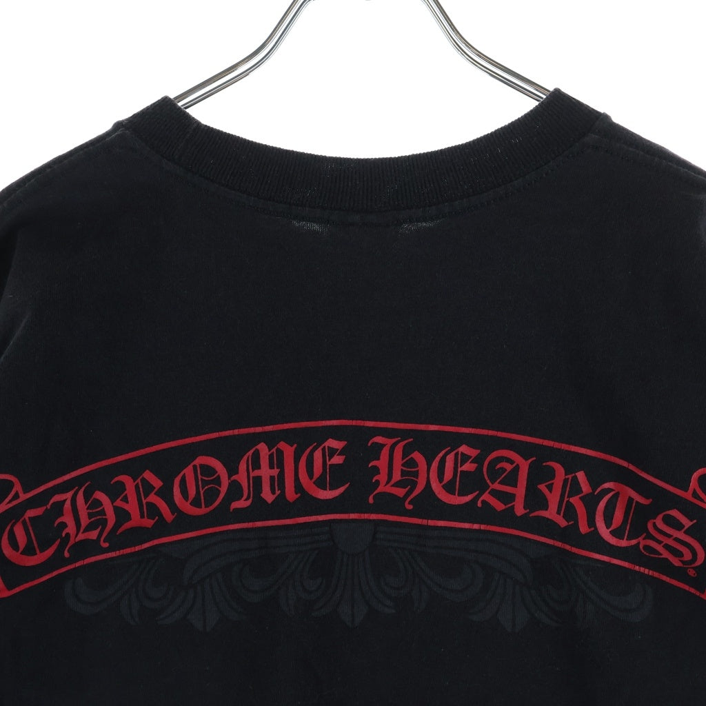 CHROME HEARTS(クロムハーツ) OLD FLRL CRS TEE オールド フローラルクロス スクロールラベルプリント クルーネック 半袖Tシャツ カットソー ブラック/レッド