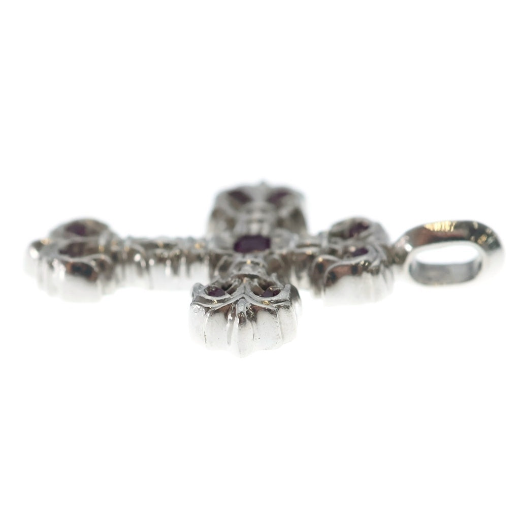 CHROME HEARTS(クロムハーツ) 18K CHARM FILIGREE TINY P SAP タイニーフィリグリー PAVEピンクサファイア ホワイトゴールドネックレストップ