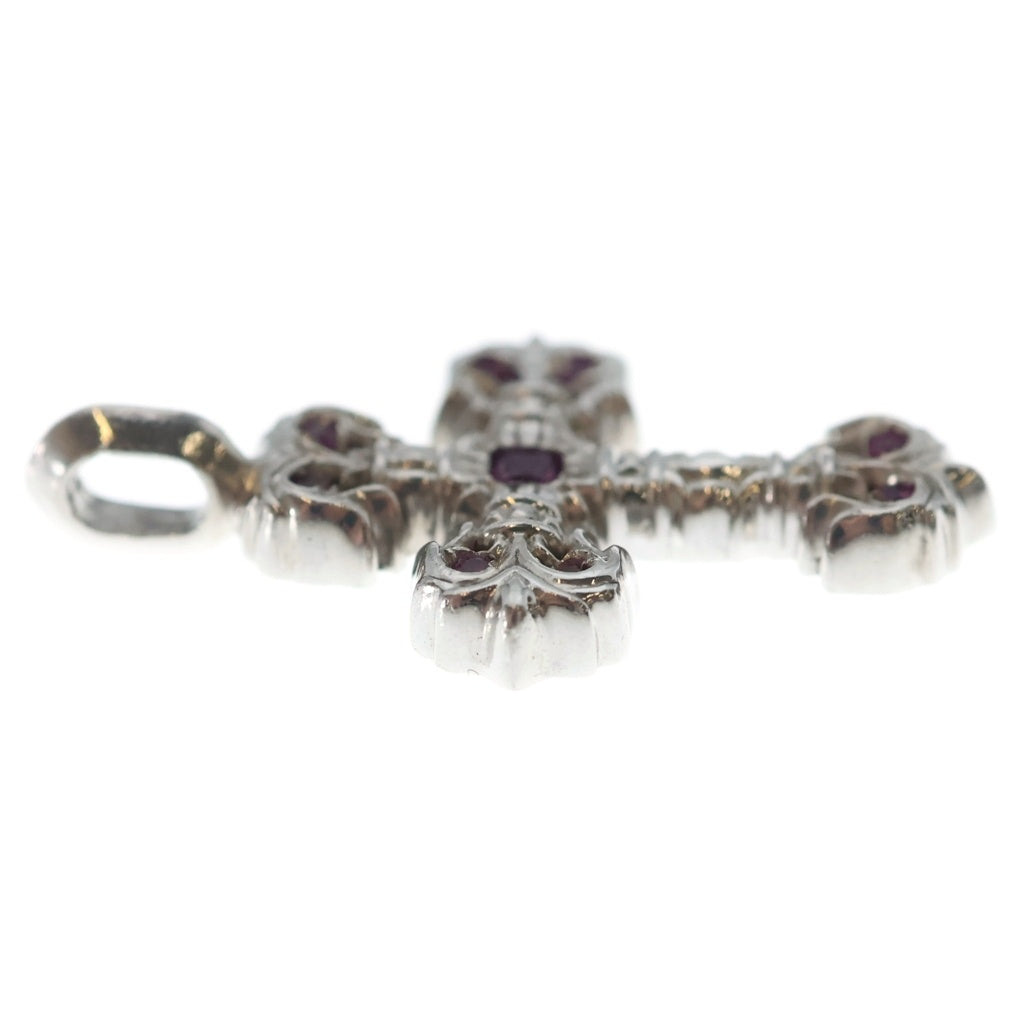 CHROME HEARTS(クロムハーツ) 18K CHARM FILIGREE TINY P SAP タイニーフィリグリー PAVEピンクサファイア ホワイトゴールドネックレストップ