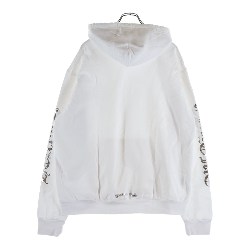 CHROME HEARTS(クロムハーツ) WWW.CHROMEHEARTS.COM SILVER GLITTER HOODIE オンライン限定 グリッター 袖英字プリントプ ルオーバースウェットパーカー