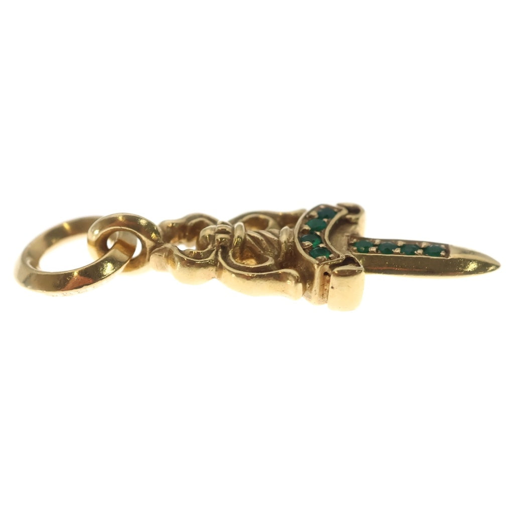 CHROME HEARTS(クロムハーツ) 22K #5DAGGER P EMRLD #5ダガーチャーム PAVEエメラルド PAVEエメラルドネックレストップ