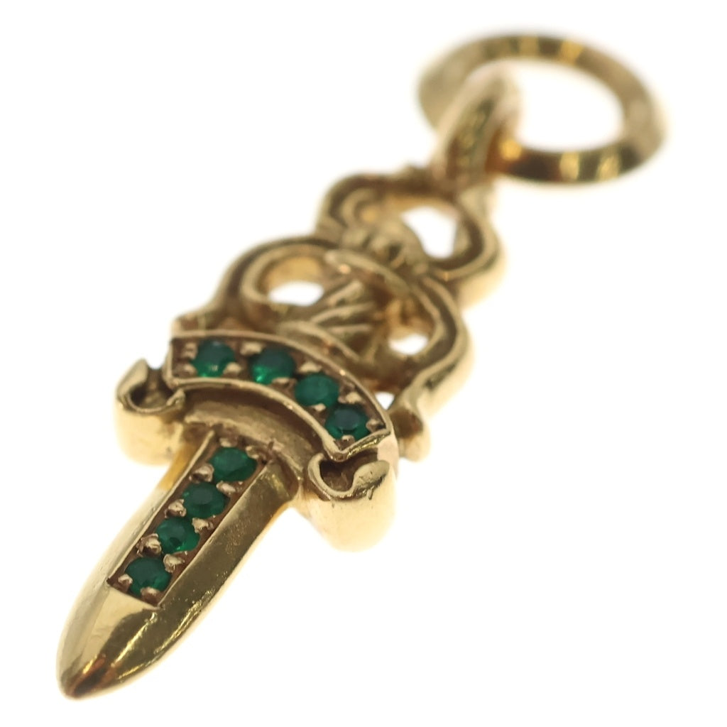 CHROME HEARTS(クロムハーツ) 22K #5DAGGER P EMRLD #5ダガーチャーム PAVEエメラルド PAVEエメラルドネックレストップ