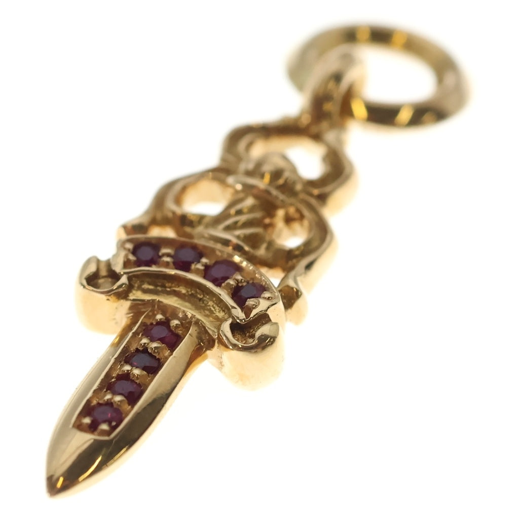 CHROME HEARTS(クロムハーツ) 22K #5DAGGER P RUBY #5ダガーチャーム PAVEルビー チャーム ゴールドネックレストップ