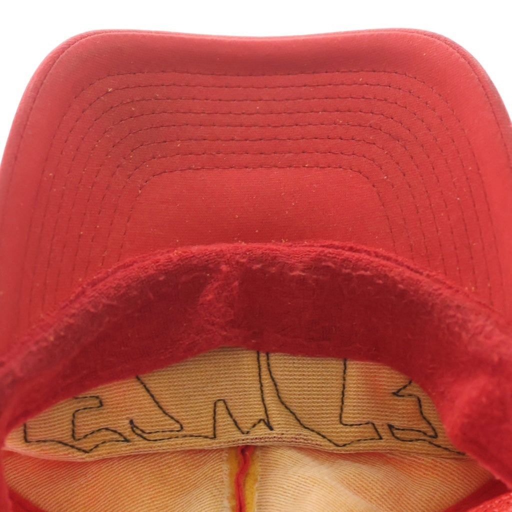 CHROME HEARTS(クロムハーツ) OLD TRUCKER CAP レザーパッチトラッカー FUCKレザーパッチクロスボール付メッシュキャップ レッド