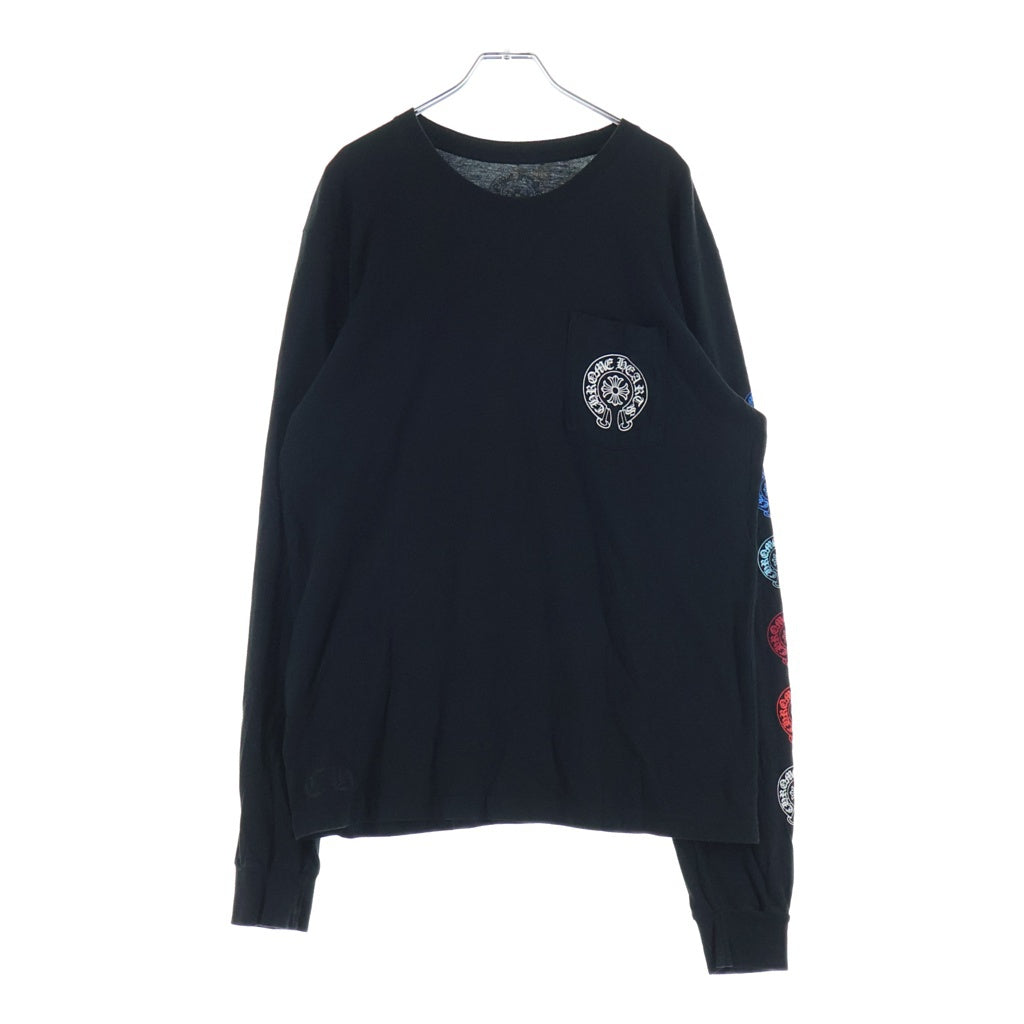 CHROME HEARTS(クロムハーツ) Multi Color Horseshoe L/S T-shirt マルチカラー ホースシュー クルーネック長袖Tシャツカットソー ブラック