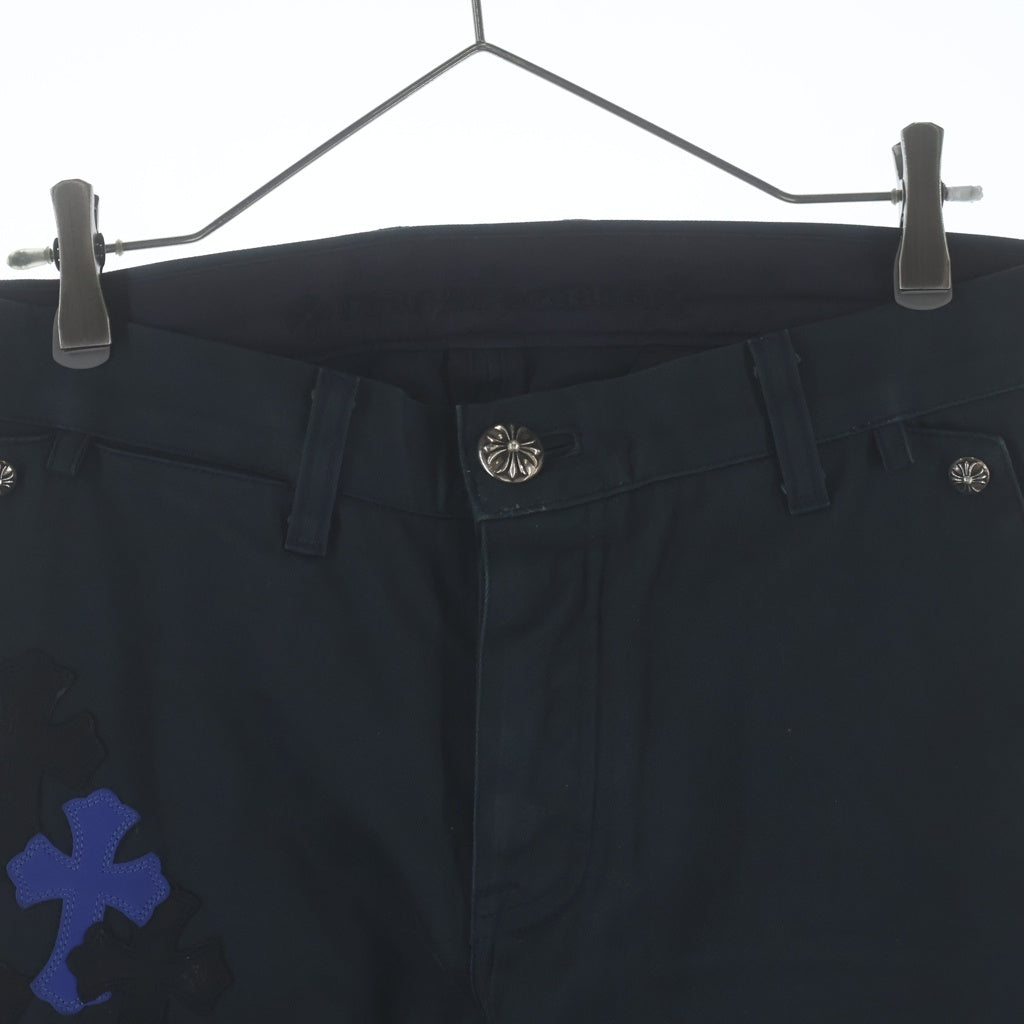CHROME HEARTS(クロムハーツ) CHINOS CEM CRS PTCH クロスパッチ付きチノロングパンツ ブラック/レッド/ブルー