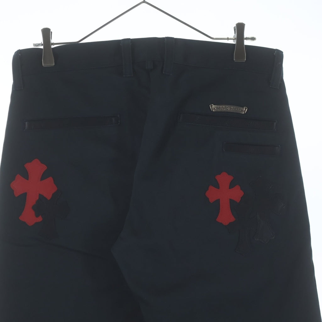 CHROME HEARTS(クロムハーツ) CHINOS CEM CRS PTCH クロスパッチ付きチノロングパンツ ブラック/レッド/ブルー