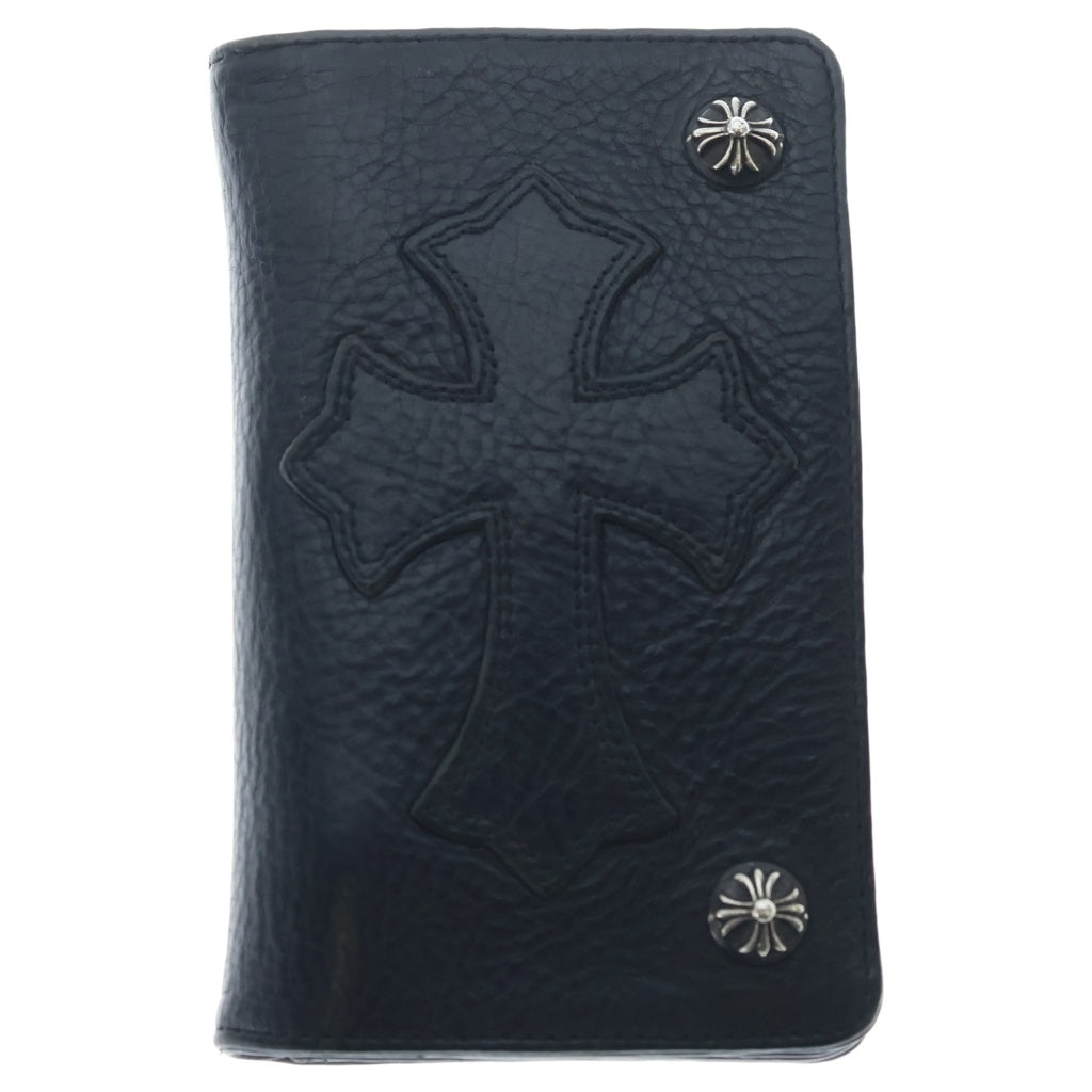 CHROME HEARTS(クロムハーツ) 1ZIP CROSS PATCH 1ジップ クロスパッチ クロスボールボタン レザーウォレット 財布 ブラック