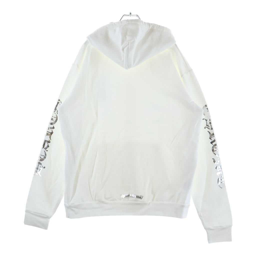 CHROME HEARTS(クロムハーツ) WHITE FOIL HOODIE アームロゴプリントプルオーバーフーディ パーカー ホワイト/シルバー