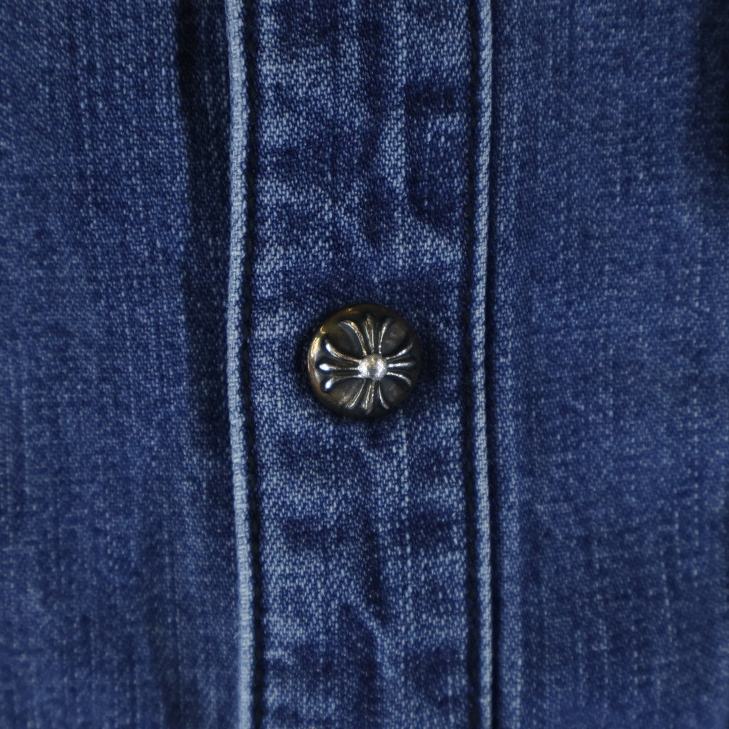 CHROME HEARTS(クロムハーツ) DENIM WESTERN 袖クロスパッチ デニム ウェスタンシャツ 長袖シャツ インディゴ