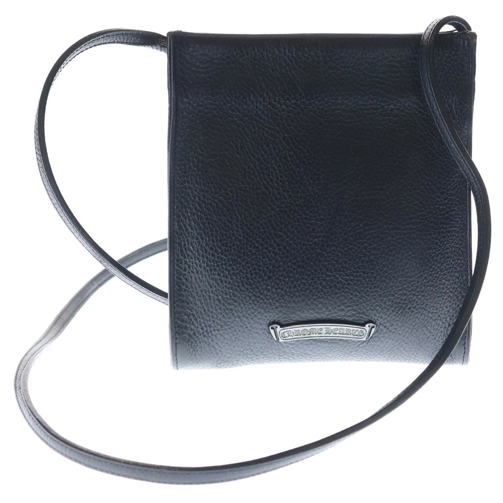 CHROME HEARTS(クロムハーツ) SQ PKT CH CRS スモールCHクロス装飾 スクエアポケット レザーショルダーバッグ ブラック