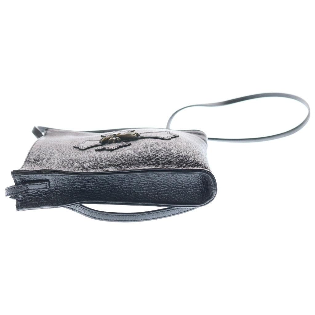 CHROME HEARTS(クロムハーツ) SQ PKT CH CRS スモールCHクロス装飾 スクエアポケット レザーショルダーバッグ ブラック