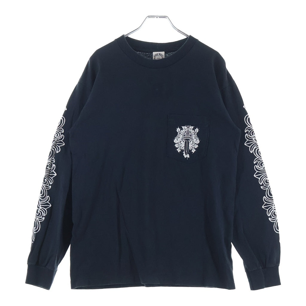 CHROME HEARTS(クロムハーツ) OLD VINE DGGR FLRL オールド ヴァインダガー 袖フローラルクロス プリント 長袖Tシャツ カットソー ブラック
