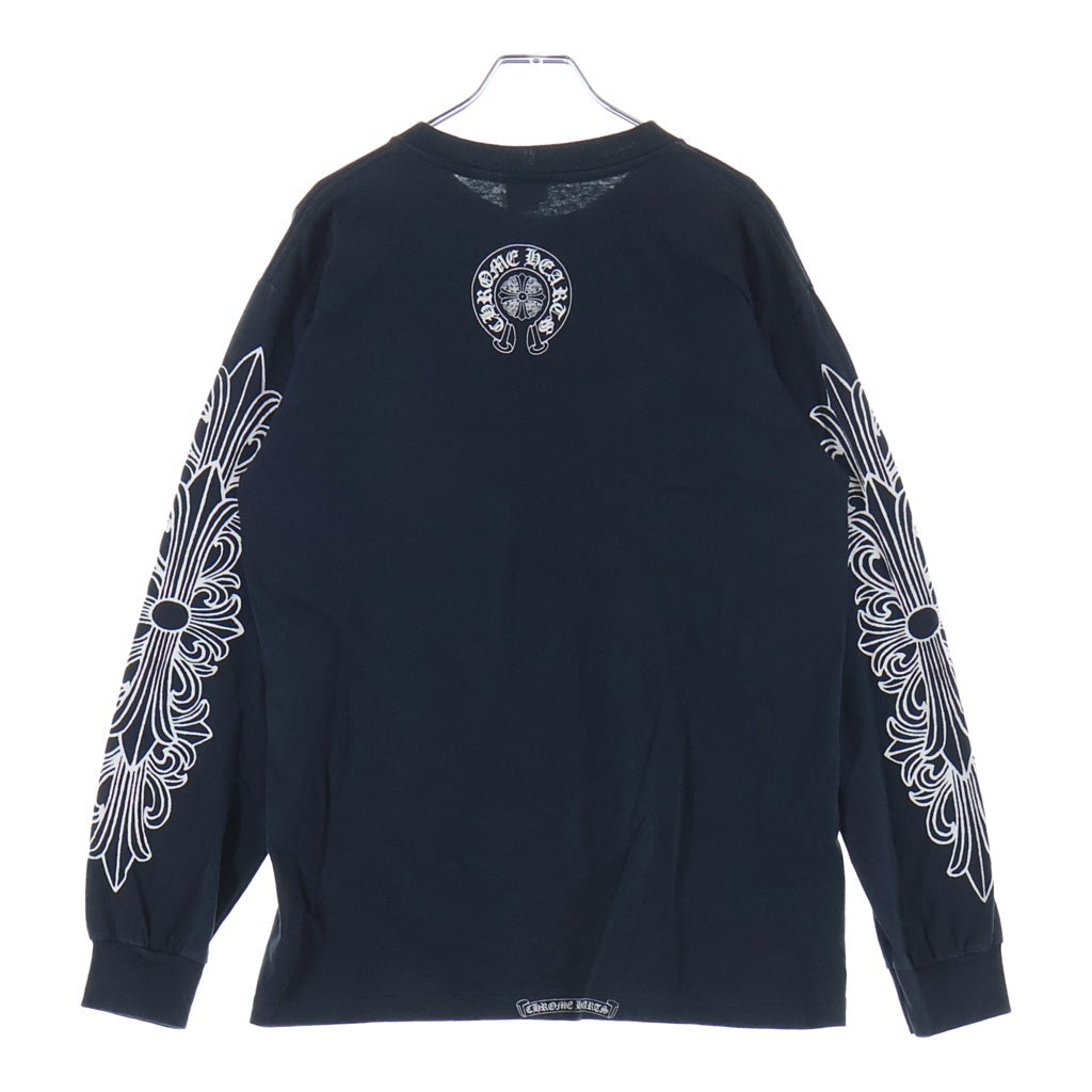 CHROME HEARTS(クロムハーツ) OLD VINE DGGR FLRL オールド ヴァインダガー 袖フローラルクロス プリント 長袖Tシャツ カットソー ブラック