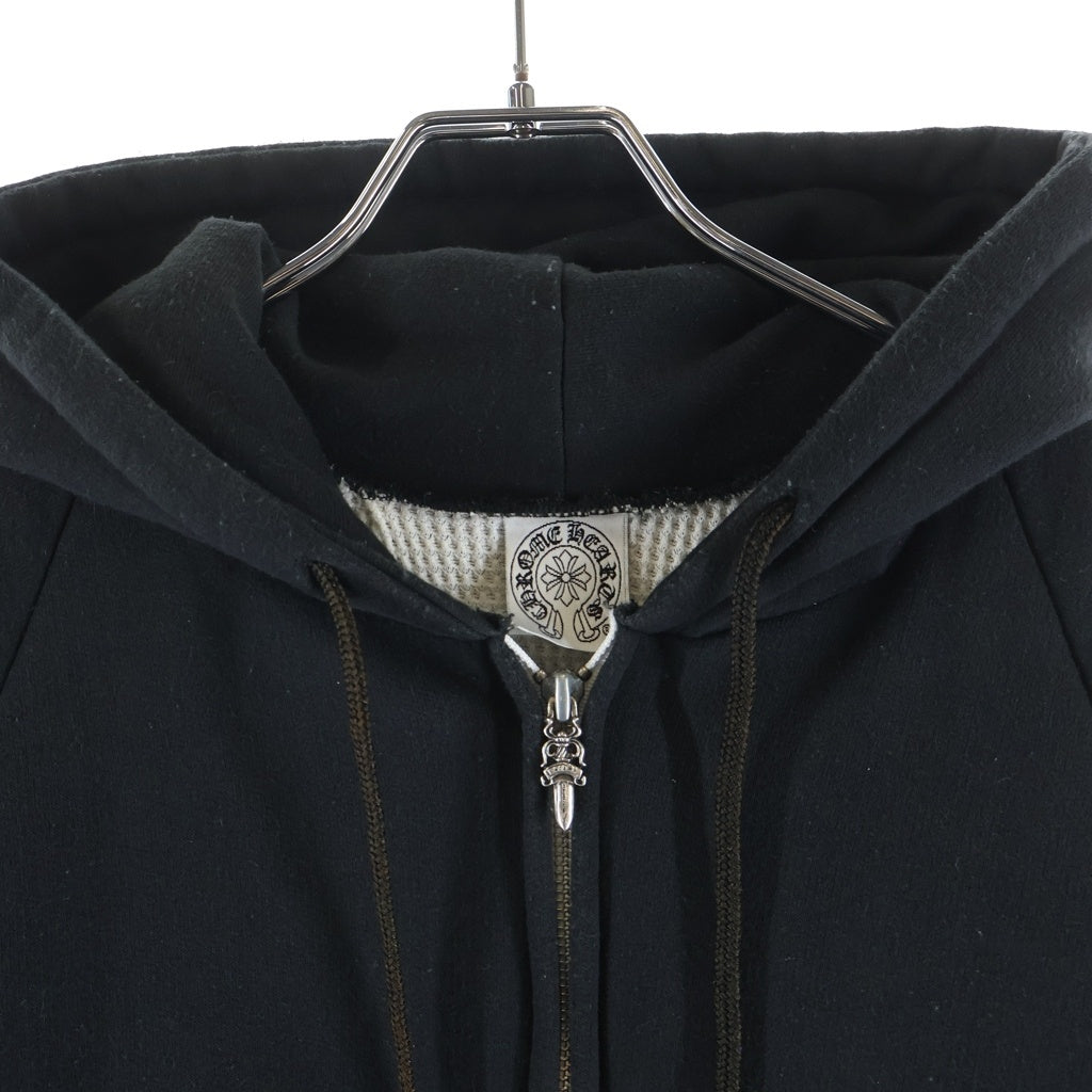 CHROME HEARTS(クロムハーツ) OLD SWTSHRT HD ZIP オールド 裏地サーマル 袖ロゴ ホースシュープリント ダガージップフーディ パーカー ブラック