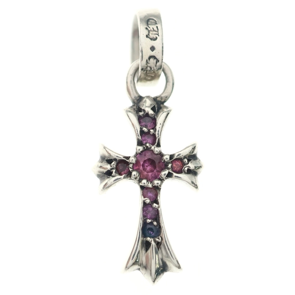 CHROME HEARTS(クロムハーツ) CRS BBYFAT P SAP ベイビーファットクロス PAVE ピンクサファイア ペンダントトップ シルバー BCA236