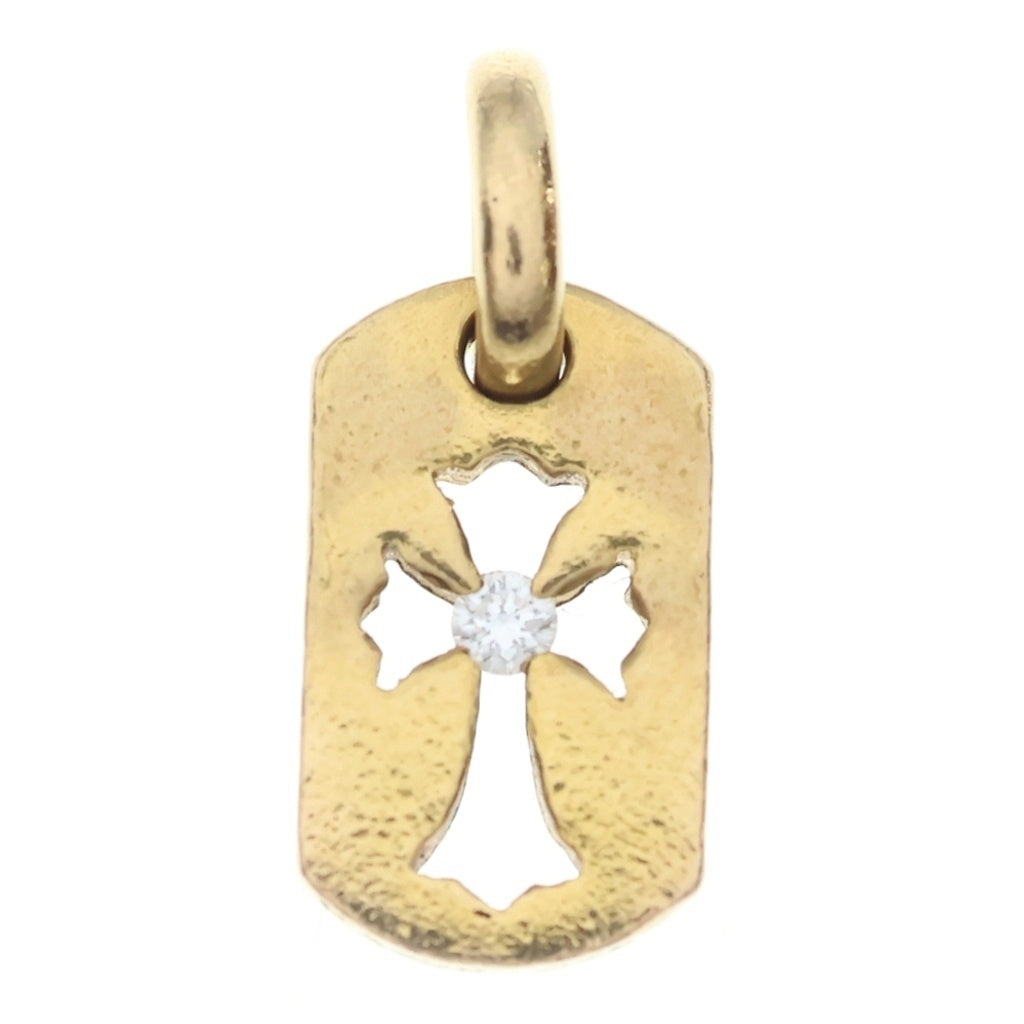 CHROME HEARTS(クロムハーツ) 22K DT TNY CO CRS 1DIA タイニーカットアウトクロス ドッグタグ 1ダイヤ ペンダントトップ ゴールド BCA039