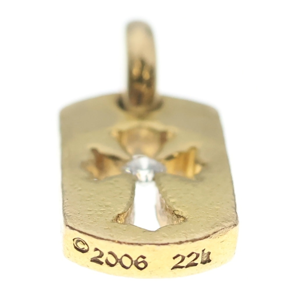 CHROME HEARTS(クロムハーツ) 22K DT TNY CO CRS 1DIA タイニーカットアウトクロス ドッグタグ 1ダイヤ ペンダントトップ ゴールド BCA039