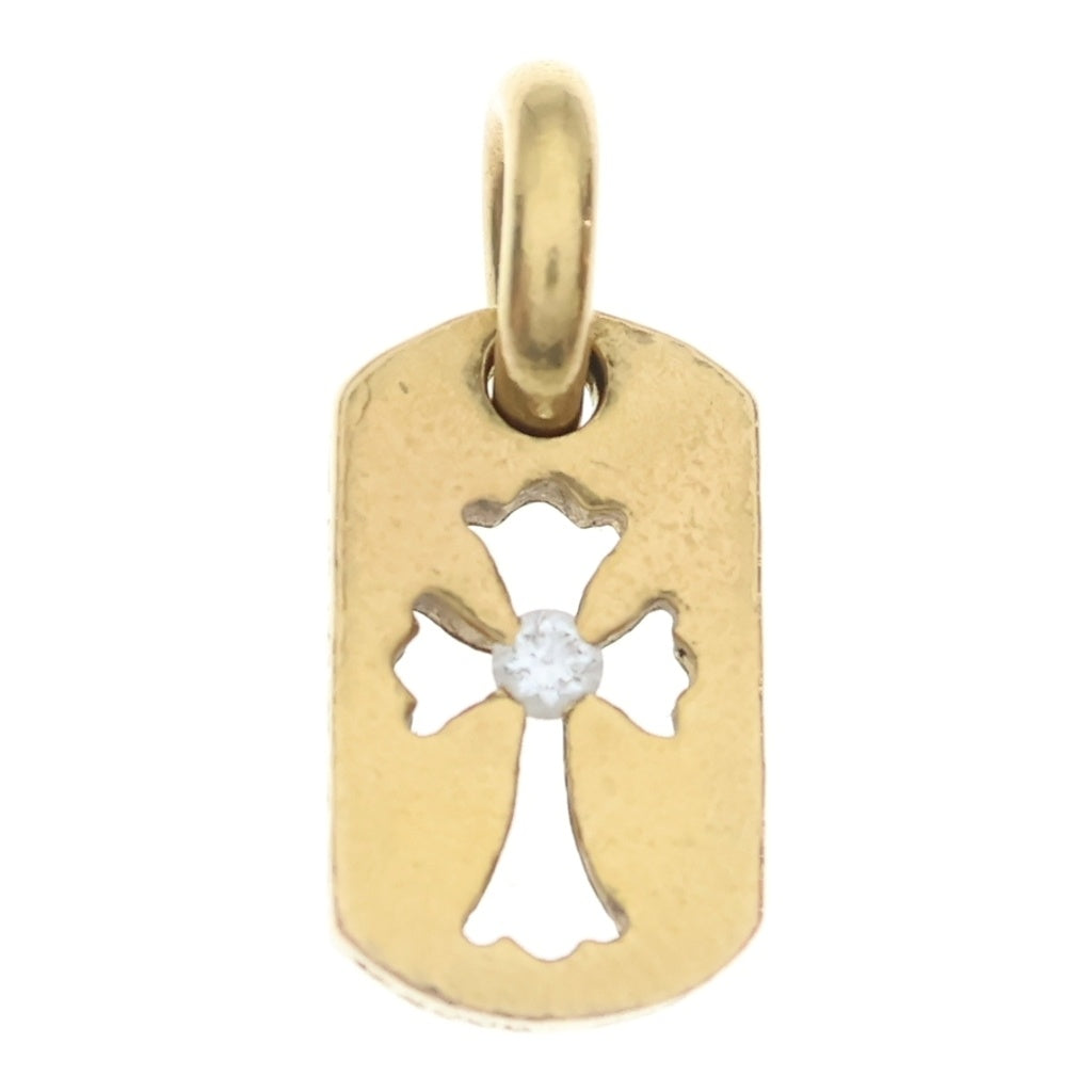 CHROME HEARTS クロムハーツ 22K DT TNY CO CRS 1DIA タイニーカットアウトクロス ドッグタグ 1ダイヤ ペンダントトップ ゴールド BCA039 CHROME HEARTS(クロムハーツ) 22K DT TNY CO CRS 1DIA タイニーカット