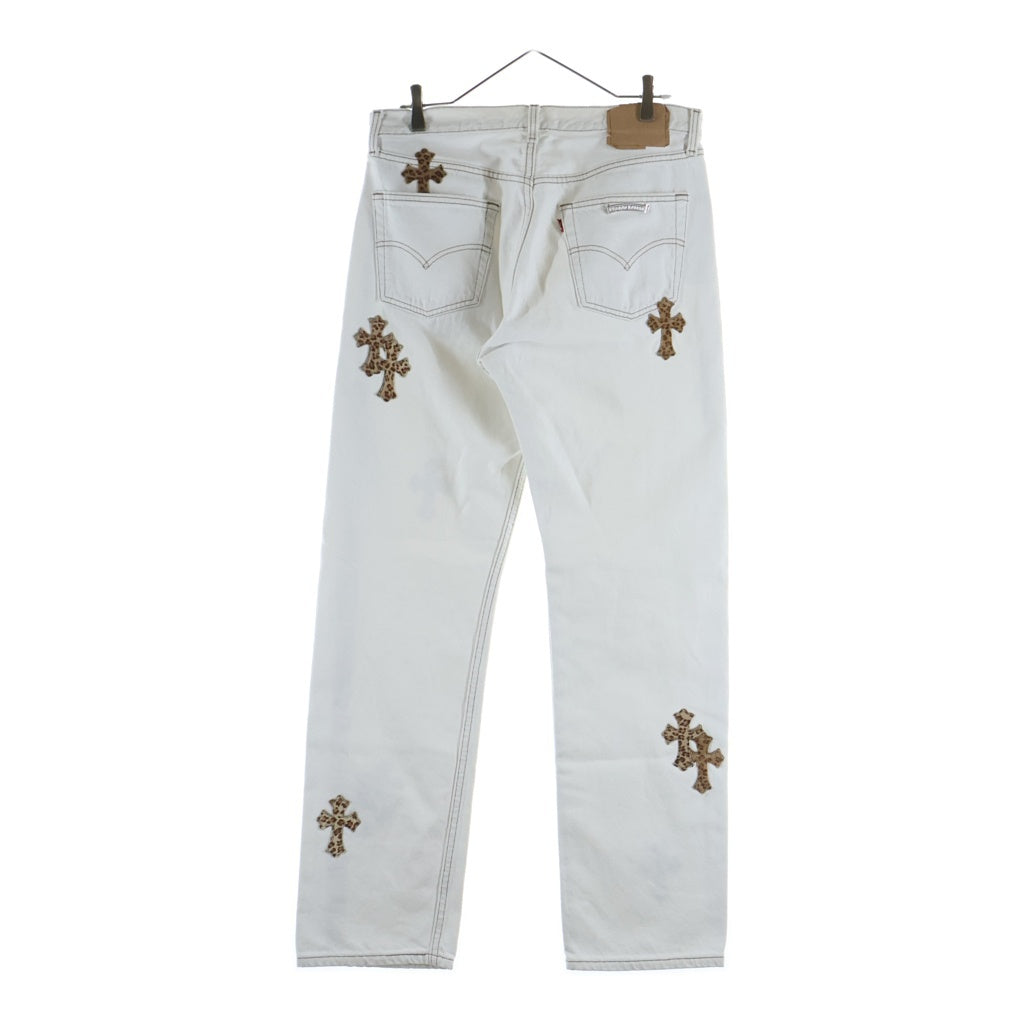CHROME HEARTS(クロムハーツ) U VNTG JEAN WHT RED TAB クロスパッチ付きウォッシュド501デニムパンツ