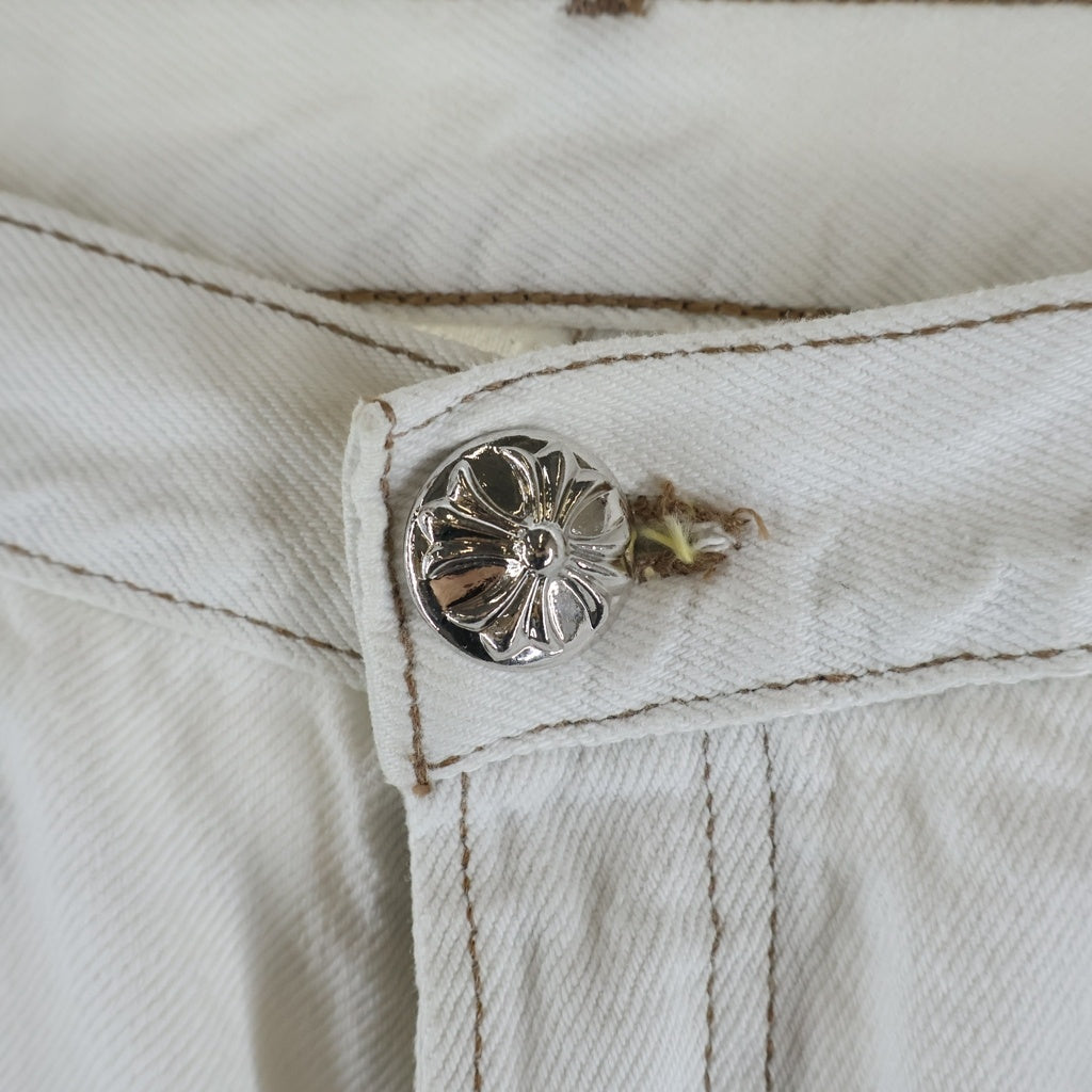 CHROME HEARTS(クロムハーツ) U VNTG JEAN WHT RED TAB クロスパッチ付きウォッシュド501デニムパンツ