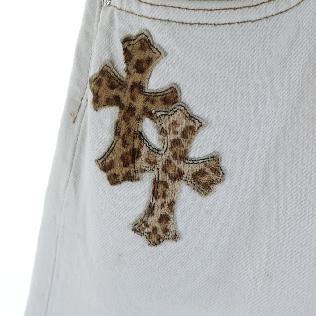 CHROME HEARTS(クロムハーツ) U VNTG JEAN WHT RED TAB クロスパッチ付きウォッシュド501デニムパンツ