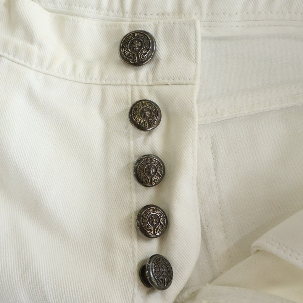 CHROME HEARTS(クロムハーツ) OLD JEAN SL FLEURKNEE フレアニーデニムパンツ ホワイト