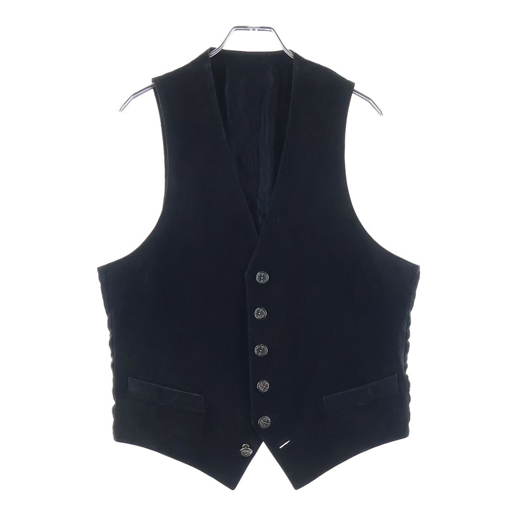 CHROME HEARTS(クロムハーツ) バックシルク切替 6Bレザースエードベスト ブラック