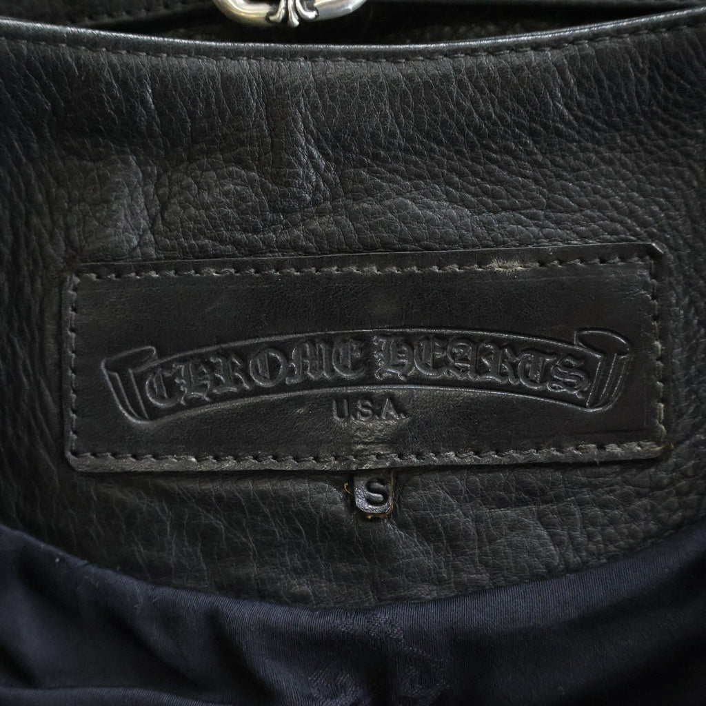 CHROME HEARTS(クロムハーツ) 6BTN ZIP FRNT VEST バックラージクロス装飾 クロスボールボタンレザーベスト