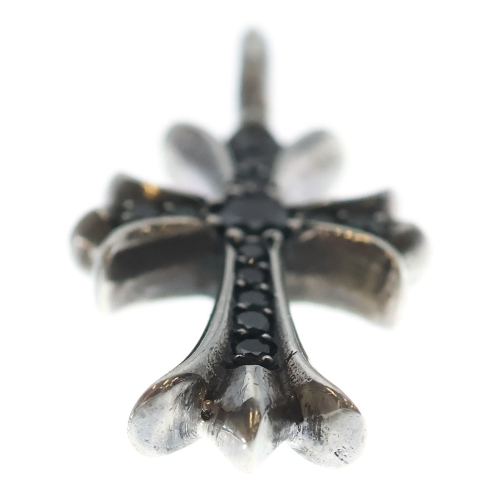 CHROME HEARTS(クロムハーツ) TNY CRSF P BLKDIA タイニーファットクロス チャーム ブラックダイヤ シルバーネックレストップ