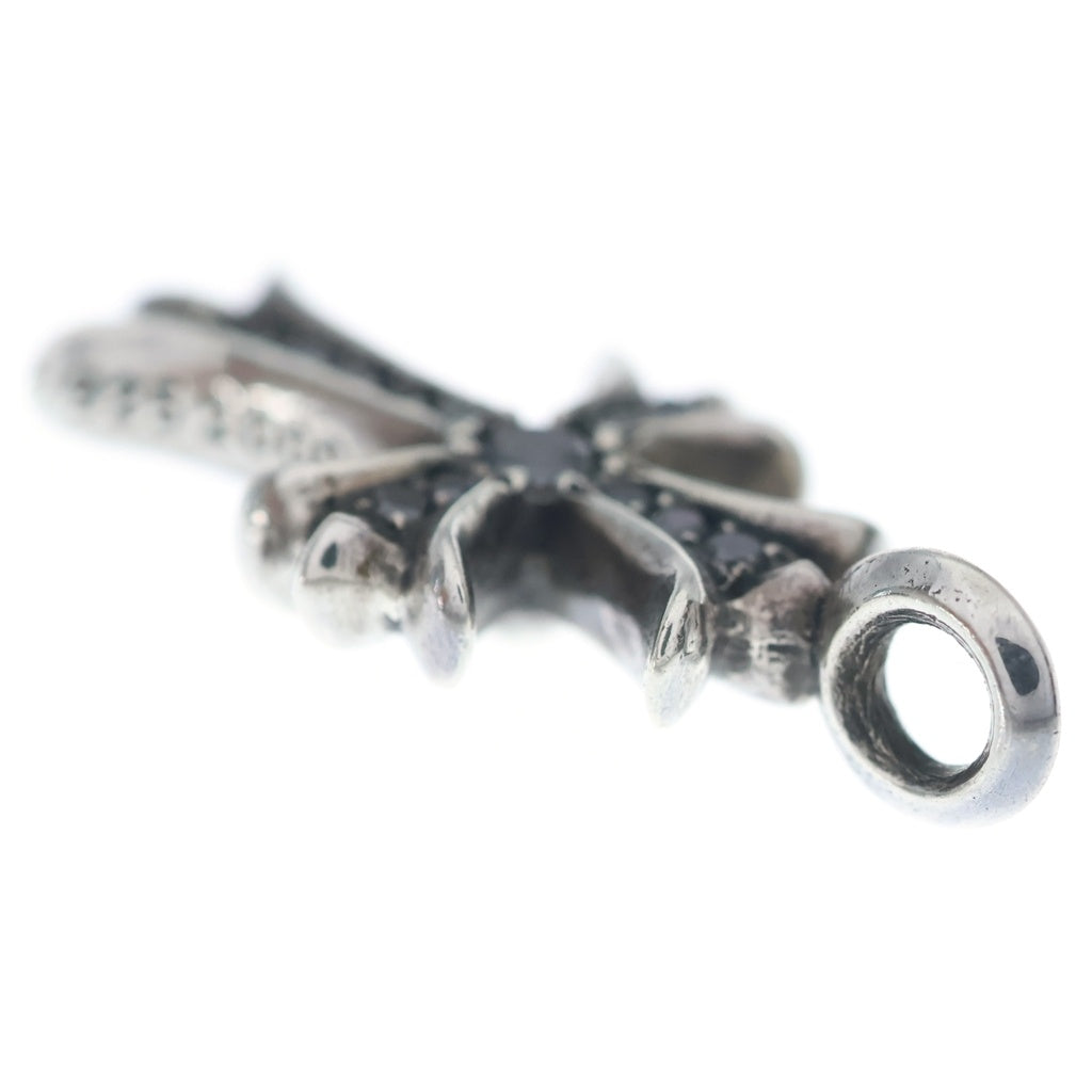CHROME HEARTS(クロムハーツ) TNY CRSF P BLKDIA タイニーファットクロス チャーム ブラックダイヤ シルバーネックレストップ