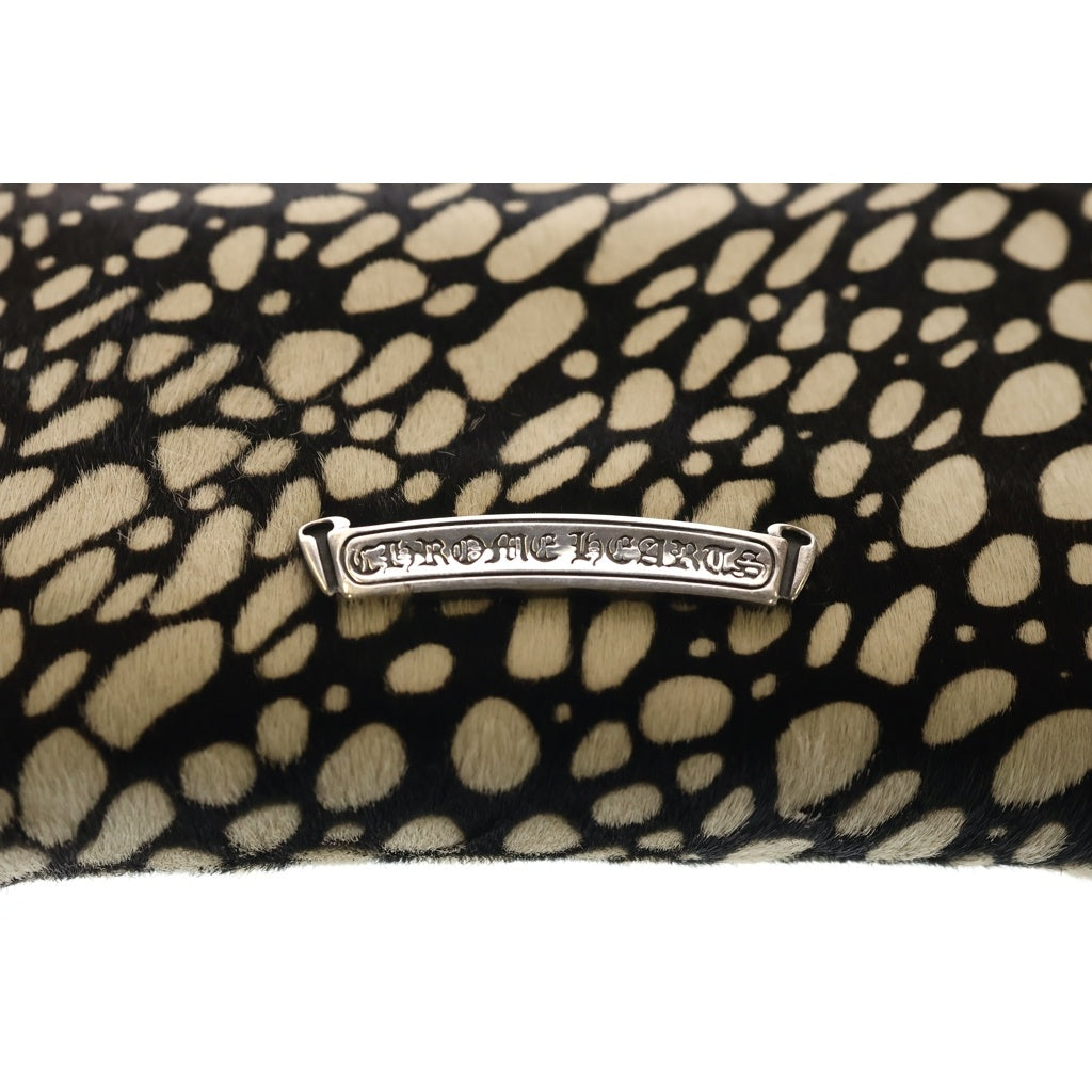 CHROME HEARTS(クロムハーツ) REC F ZIP MINI ミニラウンドジップハラコレザーウォレット 財布 ブラック/ホワイト
