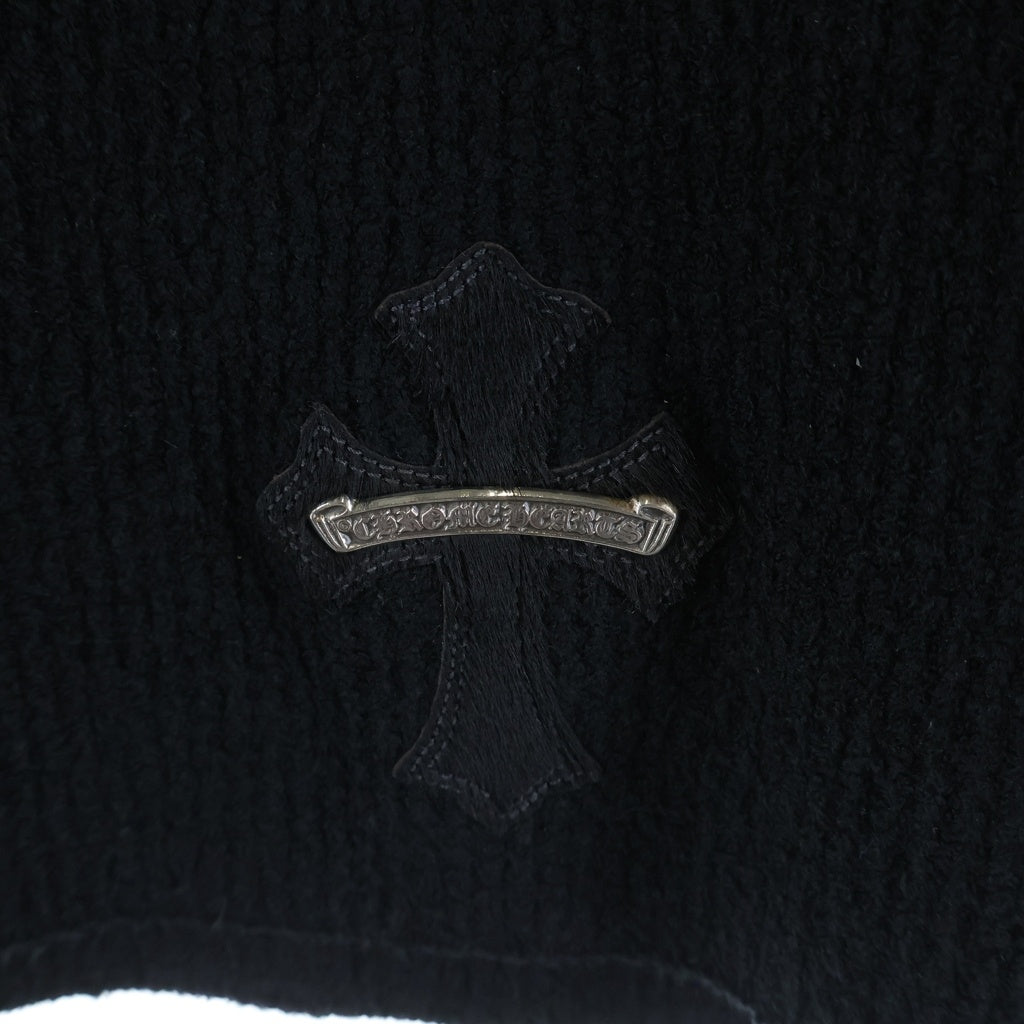 CHROME HEARTS(クロムハーツ) Y NOT Harako Leather Cross Patch Knit ハラコレザークロスパッチ ハイネックニットセーター
