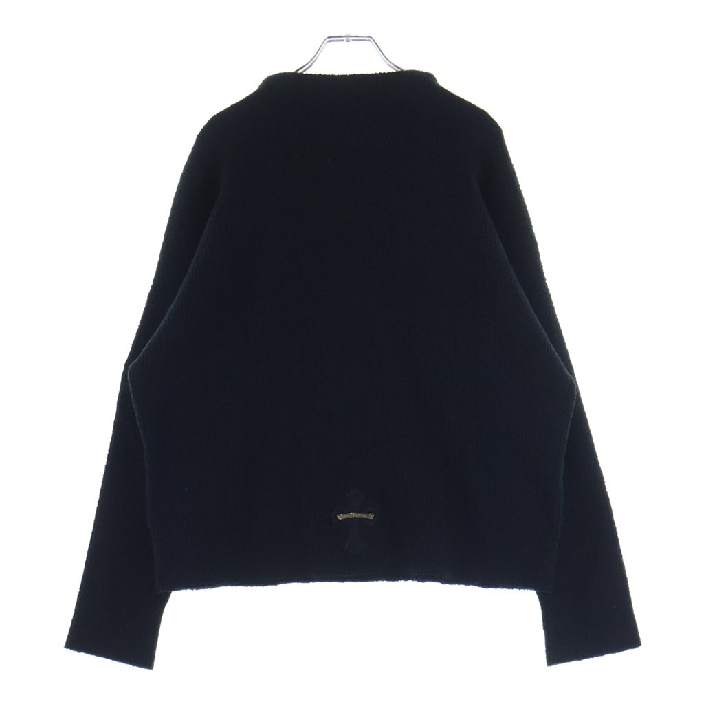 CHROME HEARTS(クロムハーツ) Y NOT Harako Leather Cross Patch Knit ハラコレザークロスパッチ ハイネックニットセーター