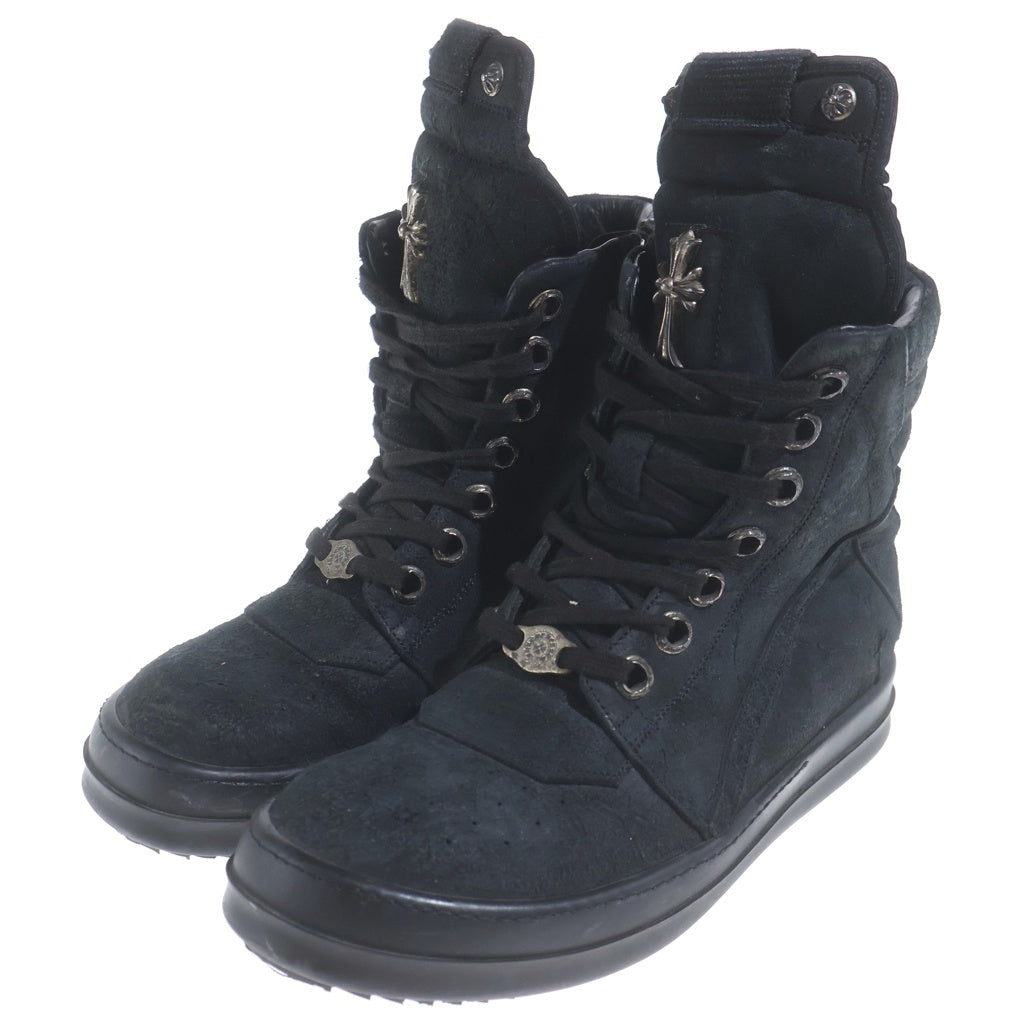 CHROME HEARTS(クロムハーツ) ×リックオウエンス Rick Owens GEOBASKET/ジオバスケット CHクロス装飾レザーハイカットスニーカー レディース